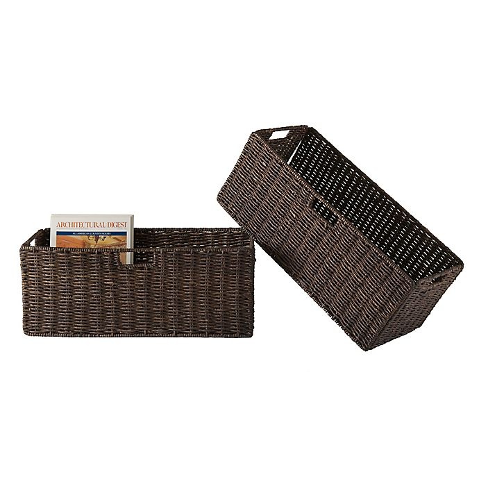 slide 2 of 2, Winsome Trading Granville Large Corn Husk Foldable Basket Set - Chocolate, 2 ct