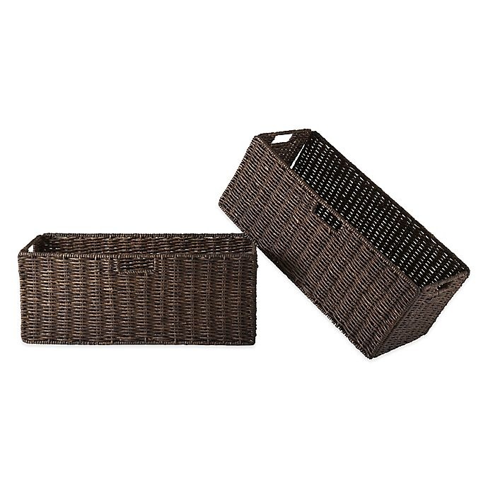 slide 1 of 2, Winsome Trading Granville Large Corn Husk Foldable Basket Set - Chocolate, 2 ct