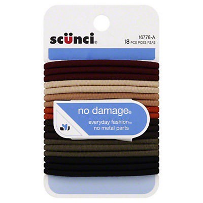 slide 1 of 1, scünci Ponytail Holders, Assorted, 18 ct