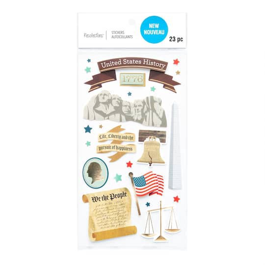 slide 1 of 4, U.s. History Dimensional Stickers By Recollections, 3.875 in x 7 in