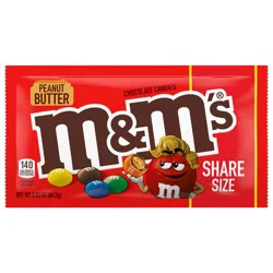 M&M'S Peanut Butter Milk Chocolate Candy, Share Size, 2.83 oz Bag