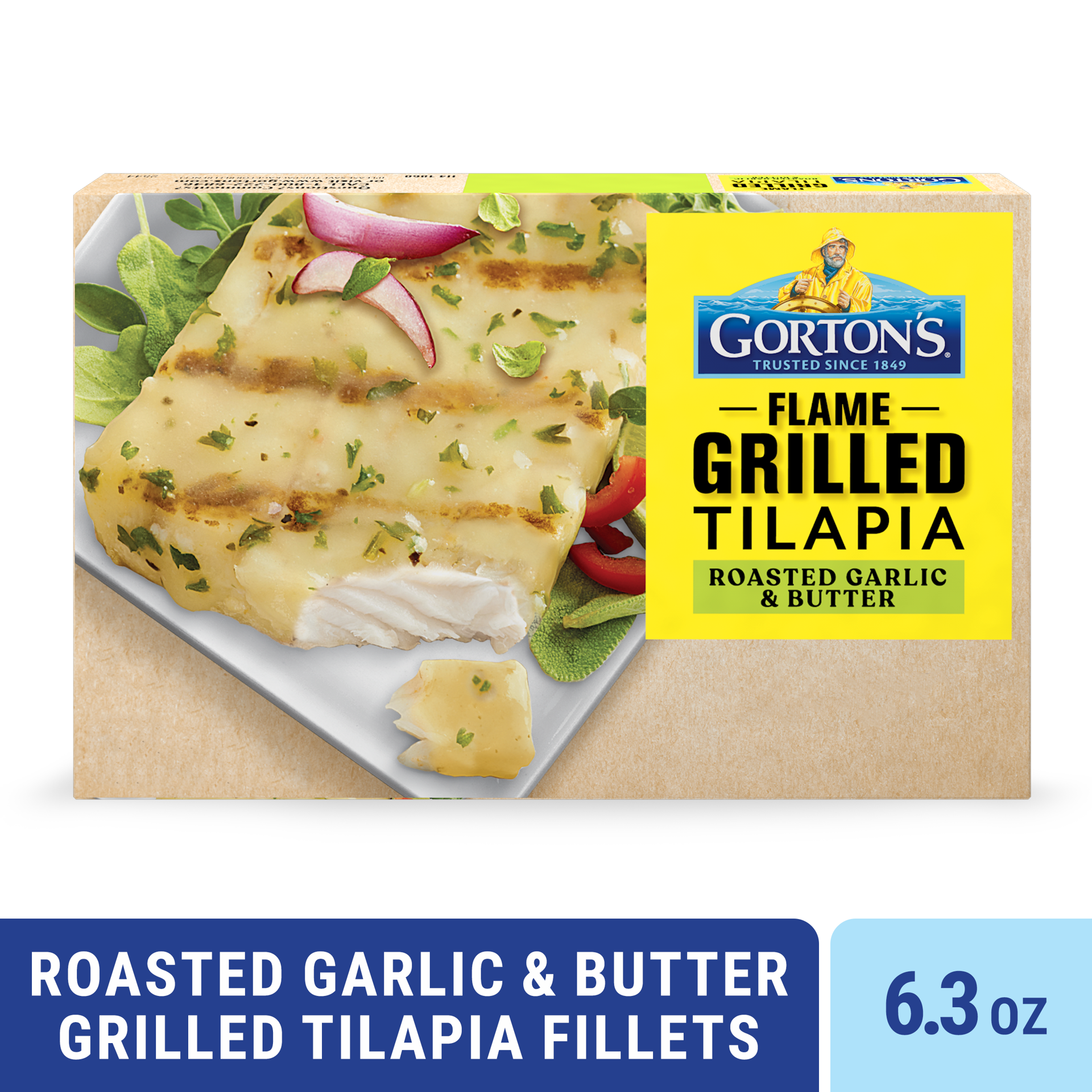 slide 1 of 9, Gorton's Roasted Garlic & Butter Grilled Tilapia, 2 ct; 6.3 oz