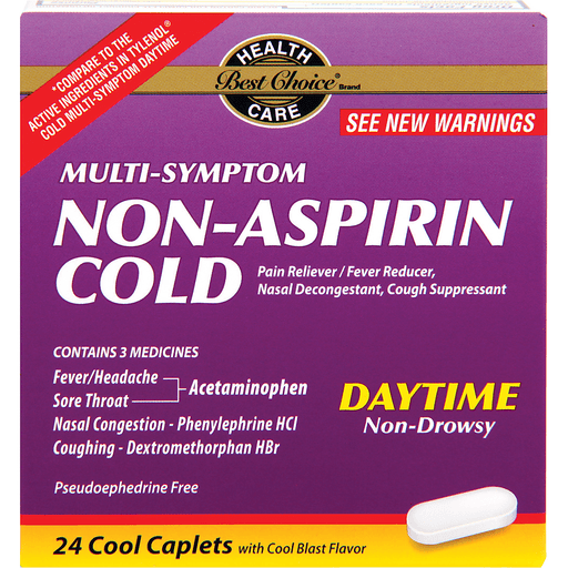 slide 1 of 1, Best Choice Mult-Symptom Non-Aspirin Cold Daytime Caplets, 24 ct