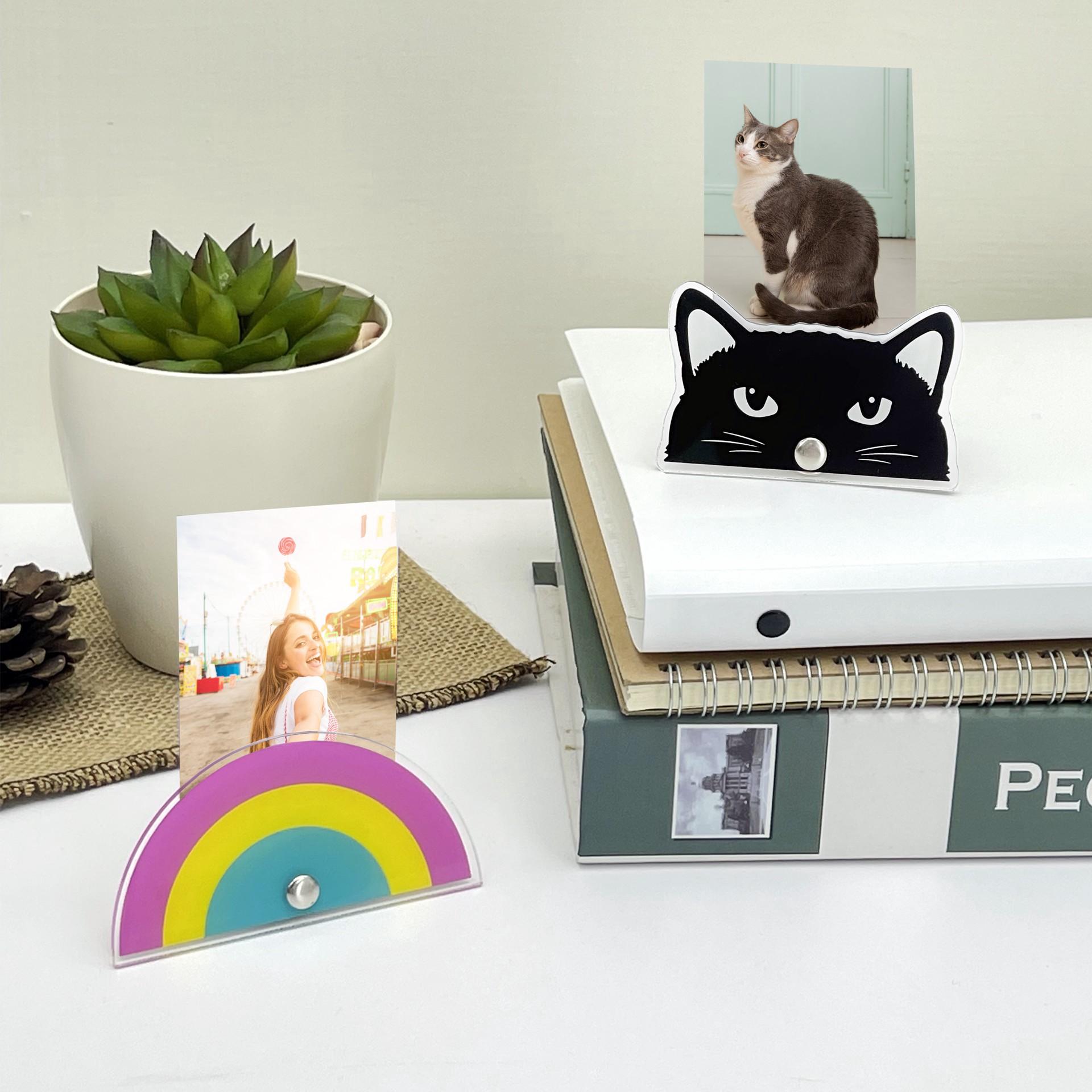 slide 2 of 4, Black Cat Mini Clip Frame By Studio Decor, 2.95 in x 0.98 in x 1.77 in