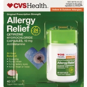 slide 1 of 1, CVS Health Allergy Relief Cetirizine Softgels, 40 ct