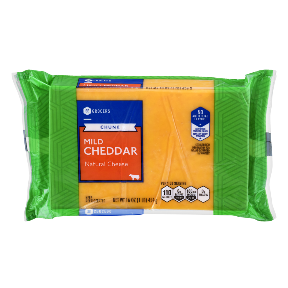 slide 1 of 1, SE Grocers Chunk Mild Cheddar Natural Cheese, 16 oz