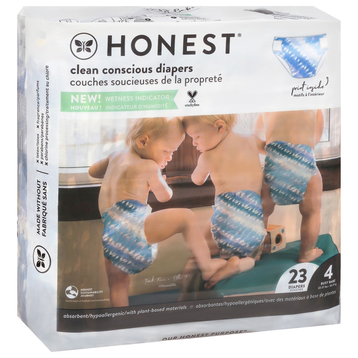 slide 7 of 9, Honest Busy Babe Tie-Die Size 4 (22-37 lbs) Diapers 23 ea, 23 ct