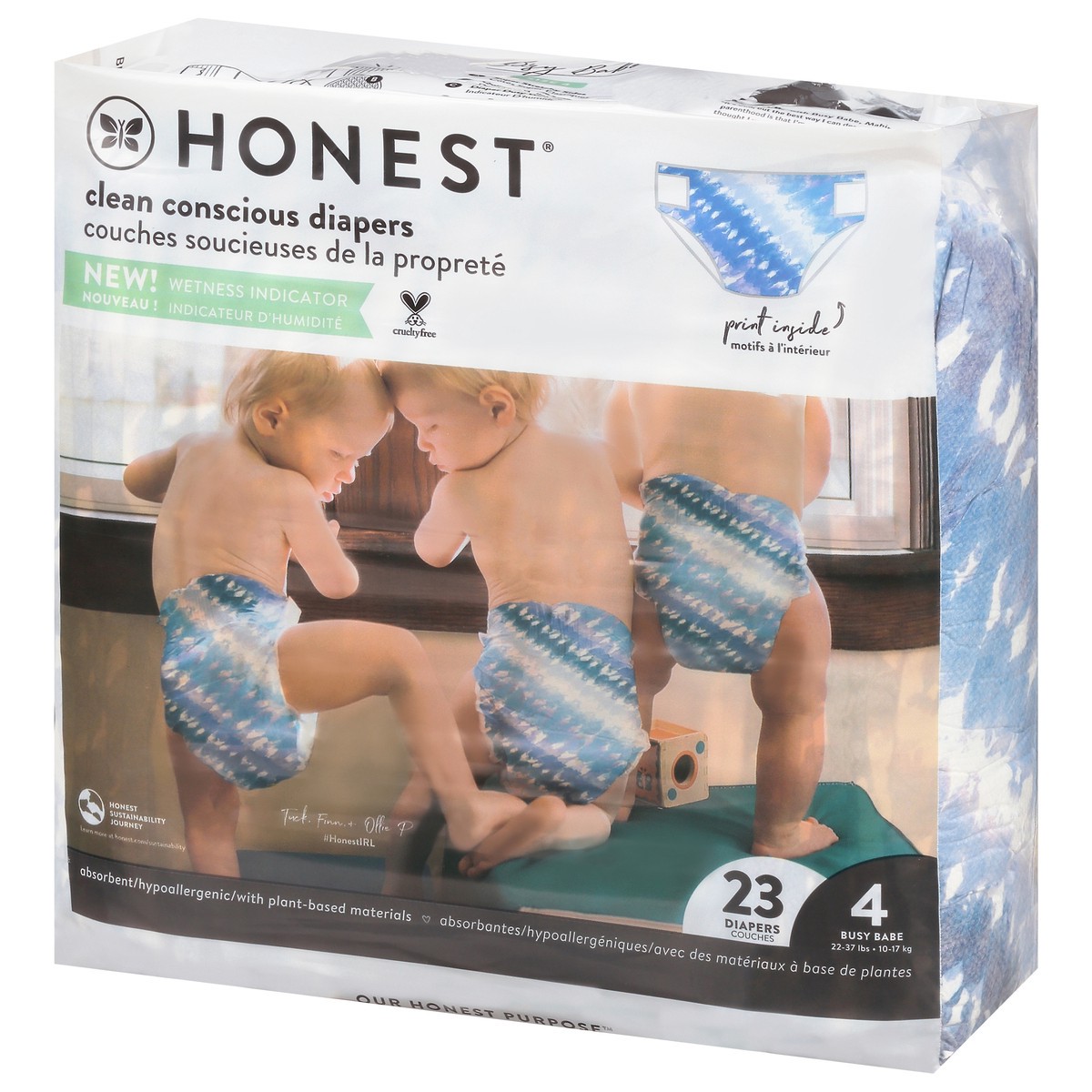 slide 2 of 9, Honest Busy Babe Tie-Die Size 4 (22-37 lbs) Diapers 23 ea, 23 ct