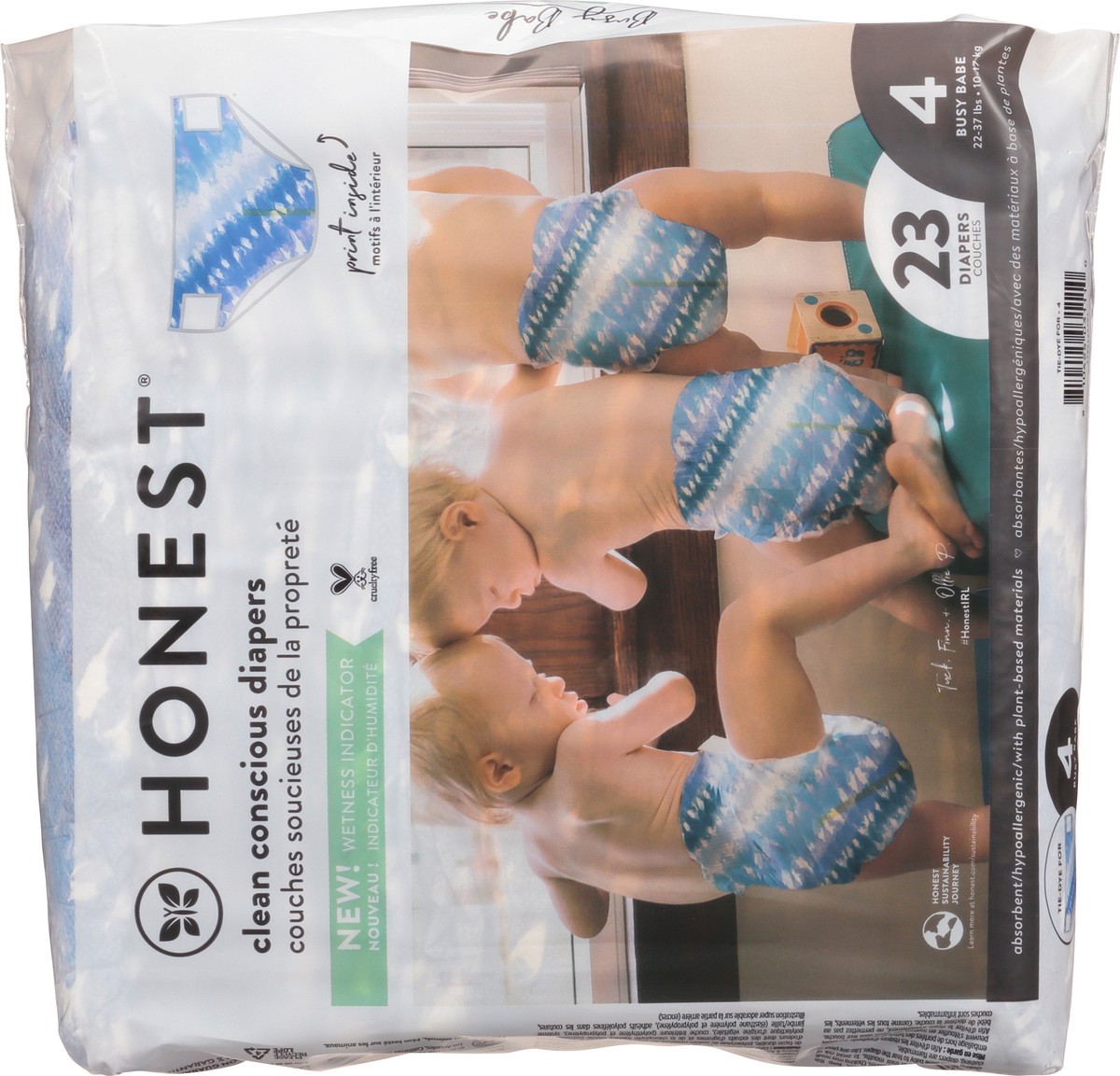 slide 6 of 9, Honest Busy Babe Tie-Die Size 4 (22-37 lbs) Diapers 23 ea, 23 ct