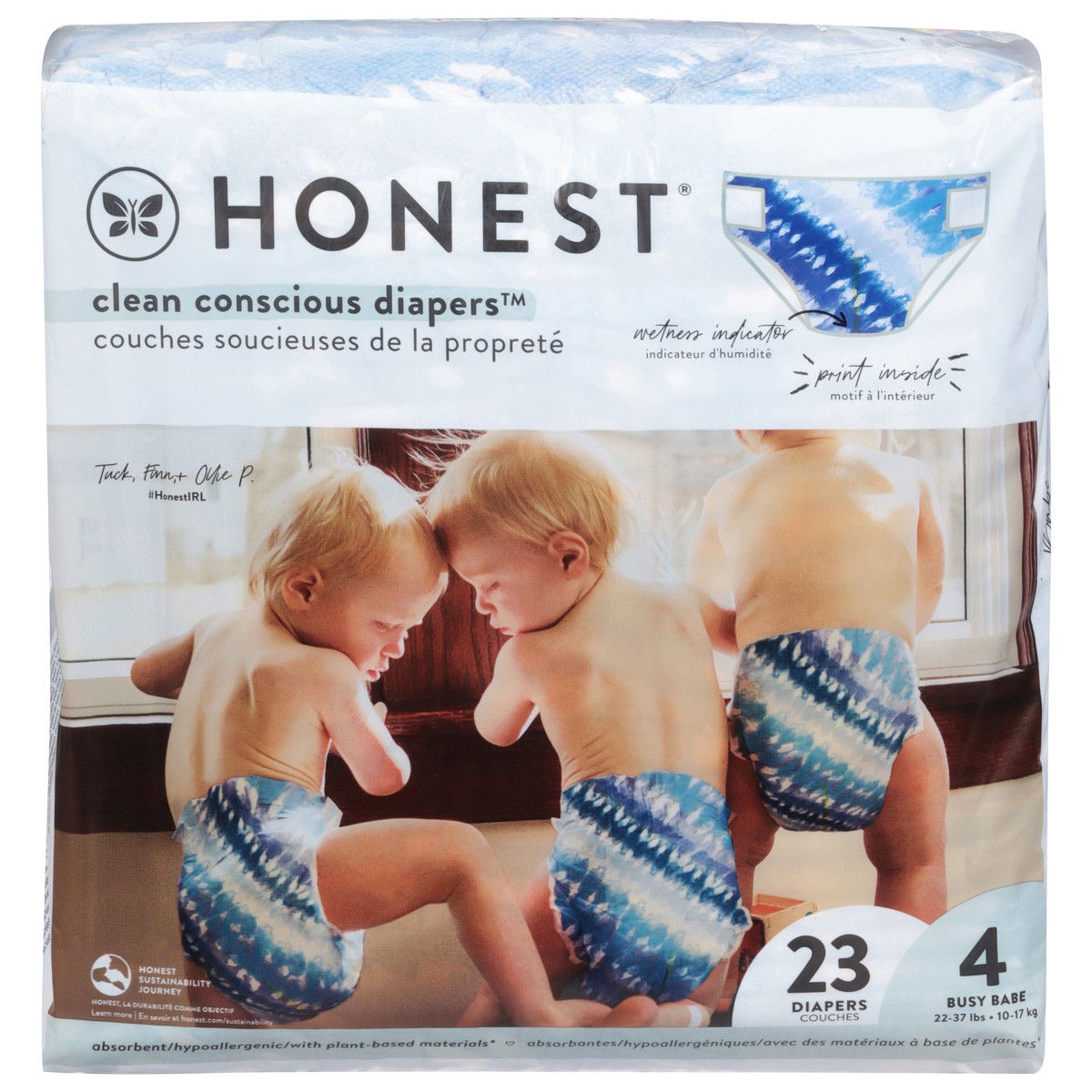 slide 1 of 9, Honest Busy Babe Tie-Dye For Diapers 4 (22-37 lbs) 23 ea, 23 ct