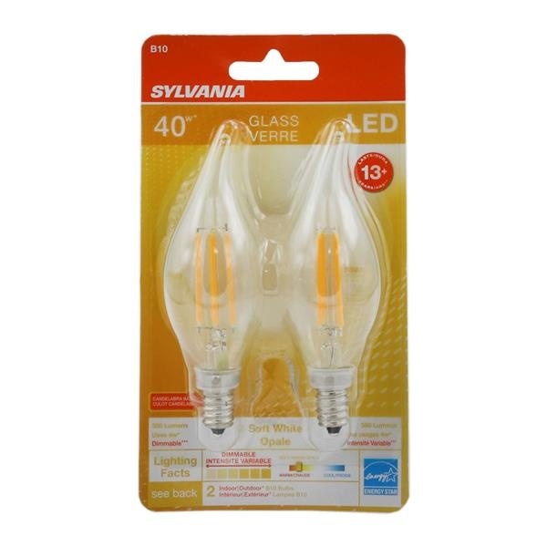 slide 1 of 1, Sylvania 40W LED Candelabra Light Bulbs, 2 ct