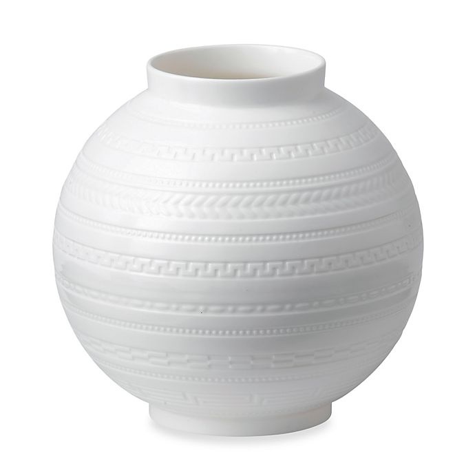 slide 1 of 1, Wedgwood Intaglio Round Vase White, 6 in