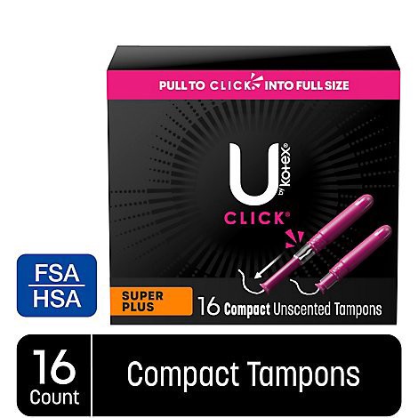 slide 1 of 1, U By Kotex Click Super Plus Tampons - 16 Count, 16 ct