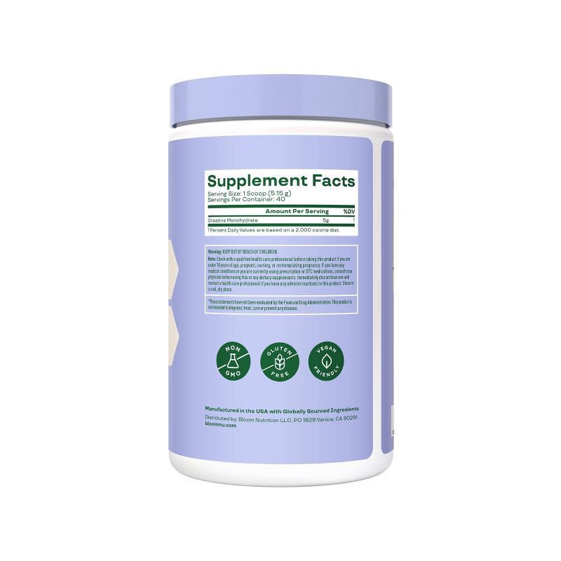 slide 2 of 3, Bloom Unflavored Creatine Monohydrate 7.3 oz, 7.3 oz