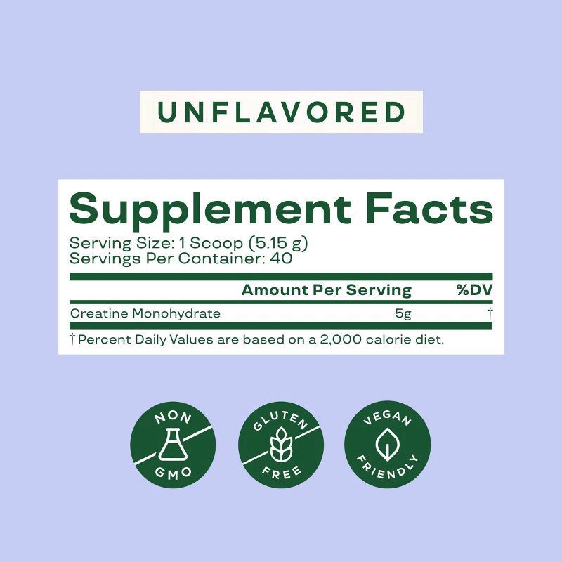 slide 3 of 3, Bloom Unflavored Creatine Monohydrate 7.3 oz, 7.3 oz