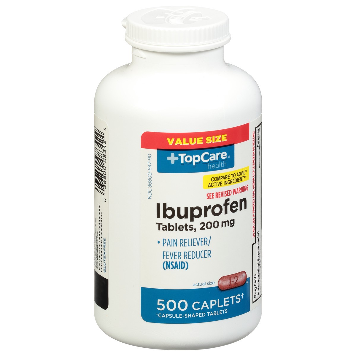 slide 6 of 10, TopCare Health 200 mg Ibuprofen Value Size 500 Caplets, 500 ct