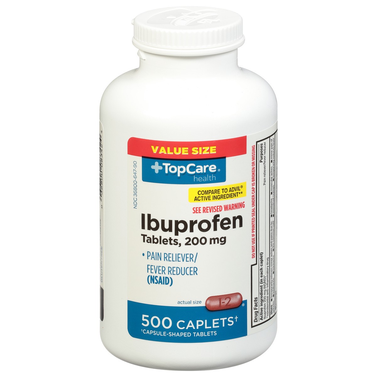 slide 8 of 10, TopCare Health 200 mg Ibuprofen Value Size 500 Caplets, 500 ct