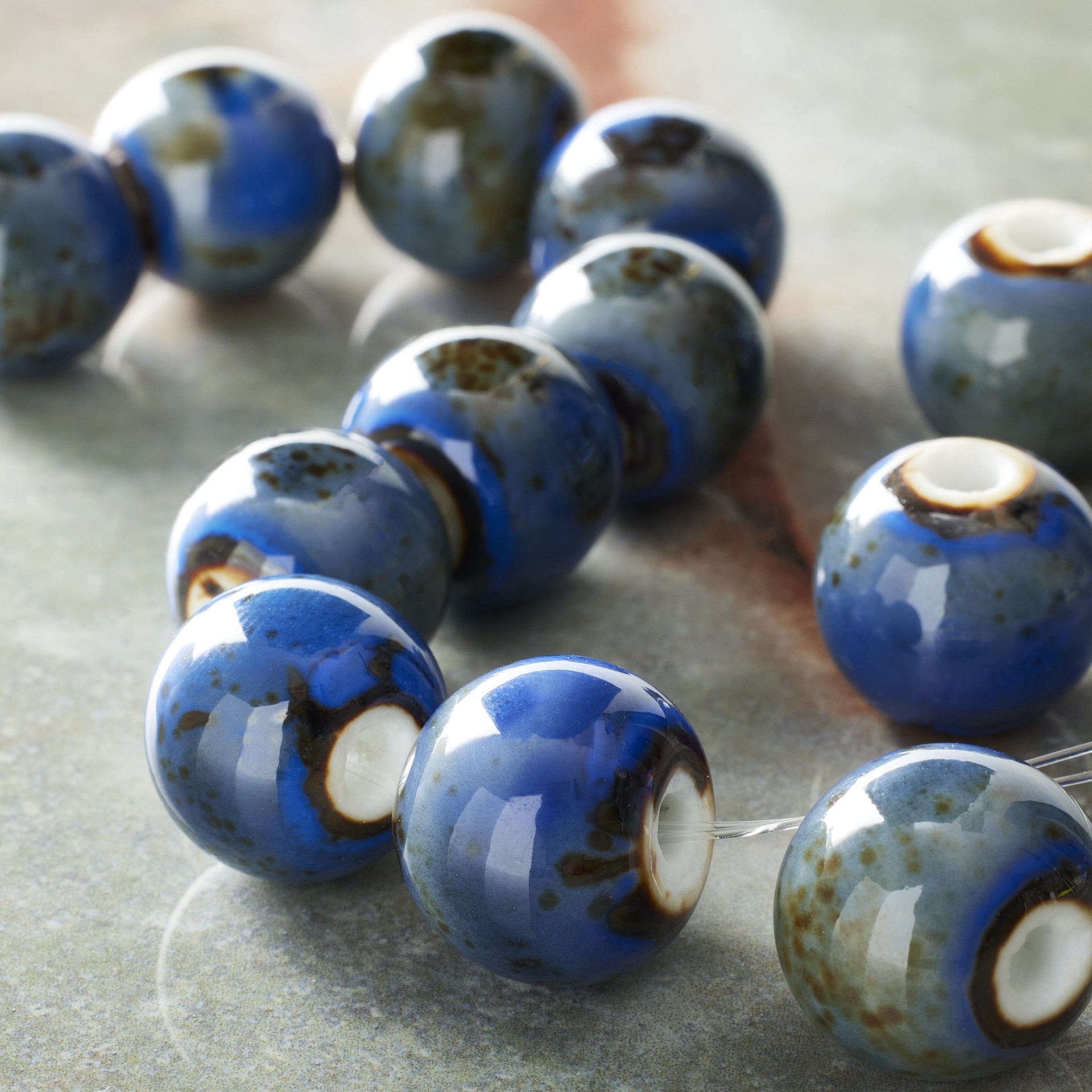 slide 2 of 3, Aqua Ceramic Round Beads, 14mm By Bead Landing, 14mm