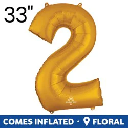 Gold Number 2 Helium Filled Balloon