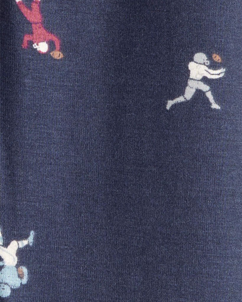 slide 2 of 4, Carter's Carters Baby Boy Football Print PurelySoft Long-Sleeve 2-Way Zip 1-Piece Pajamas - Navy Blue Navy 18M, 1 ct
