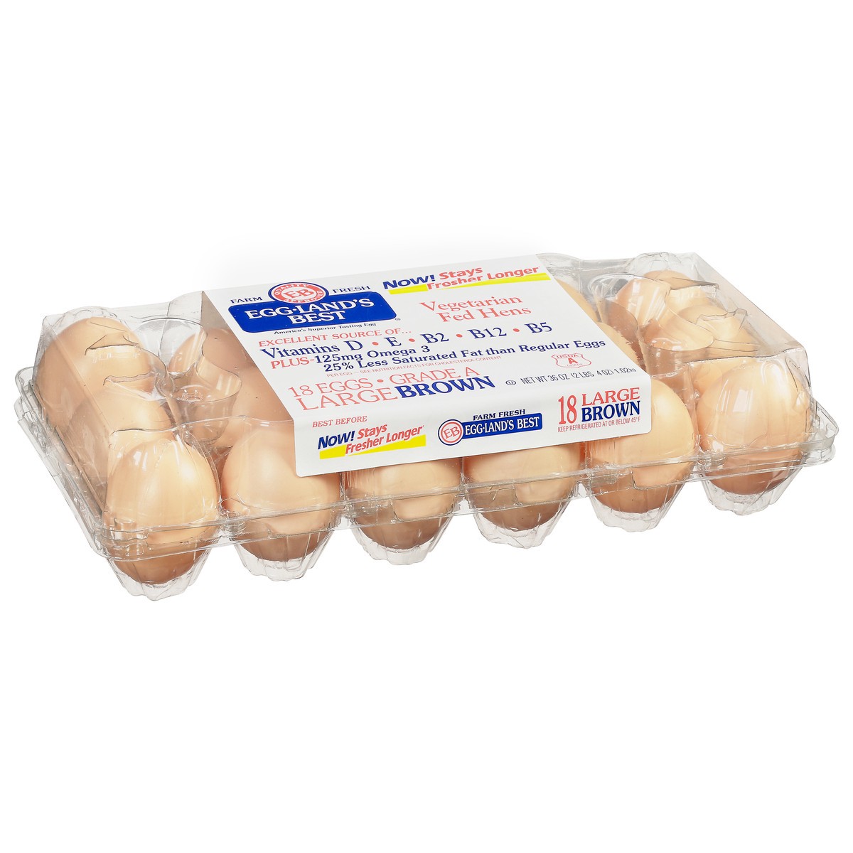 slide 5 of 9, Eggland's Best Classic Large Brown Eggs, 18 count, 18 ct