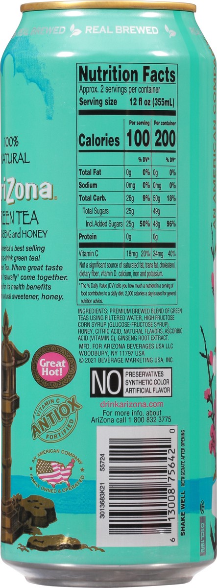 slide 6 of 9, Arizona Green Tea- 23.5 oz, 23.5 oz
