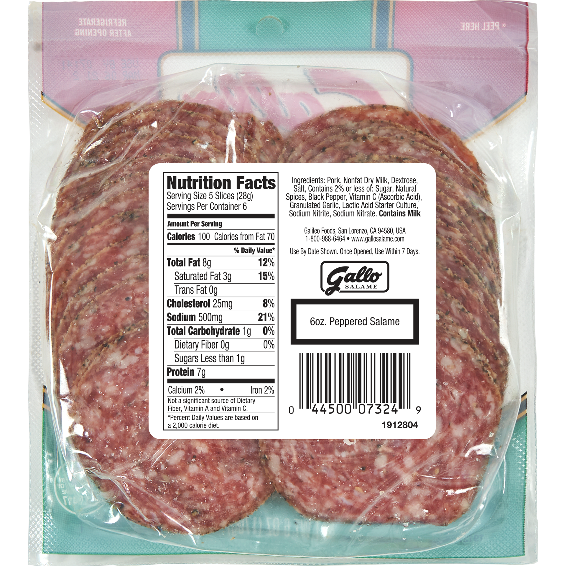 slide 3 of 5, Gallo Salame Deli Thin Sliced Peppered Hard Salami Lunch Meat, 6 oz, 170.10 g