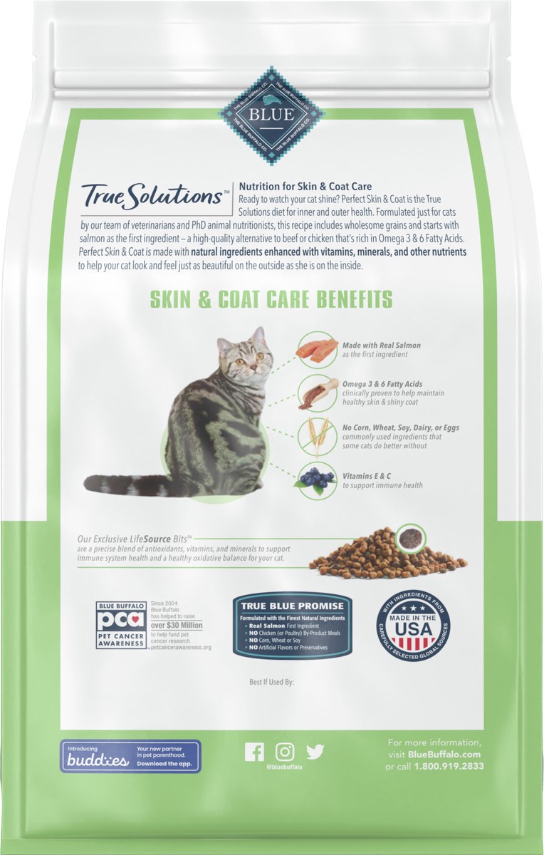 slide 2 of 6, Blue Buffalo True Solutions Perfect Skin & Coat Natural Adult Dry Cat Food, Salmon 3.5-lb, 3.5 lb