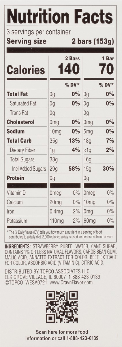 slide 3 of 9, Crav'n Flavor Strawberry Flavored Fruit Bars 6 ea, 6 ct
