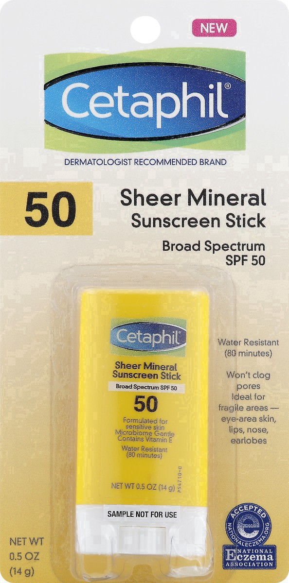 slide 14 of 41, Cetaphil Sun Broad Spectrum SPF 50 Sheer Mineral Sunscreen Stick 1 ea, 0.5 oz