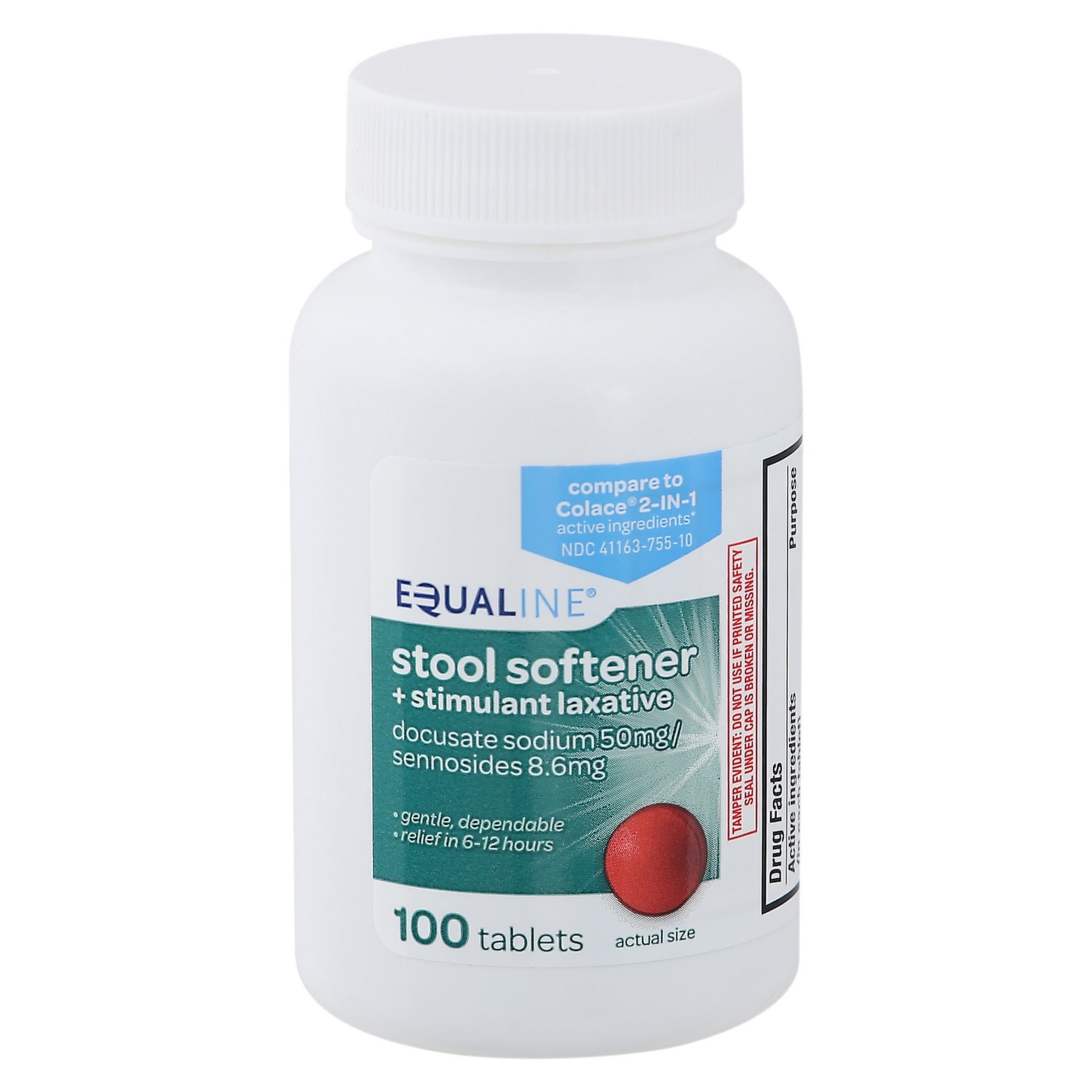 slide 1 of 1, Equaline Stool Softerner With Laxative, 100 ct