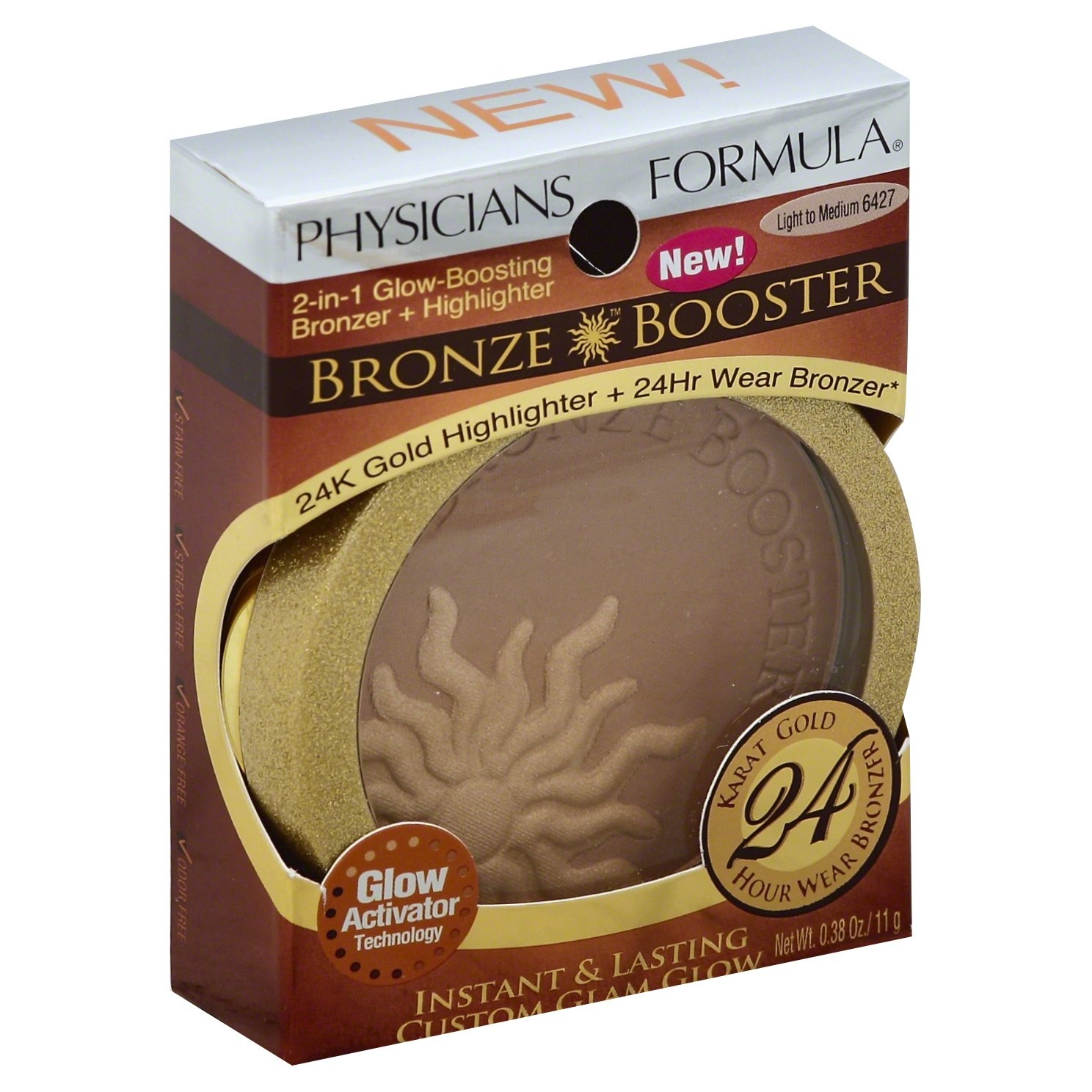 slide 1 of 1, Physicians Formula Bronze Booster 2-in-1 Glow Boosting Bronzer + Highlighter, Light/Medium,, 1 ct