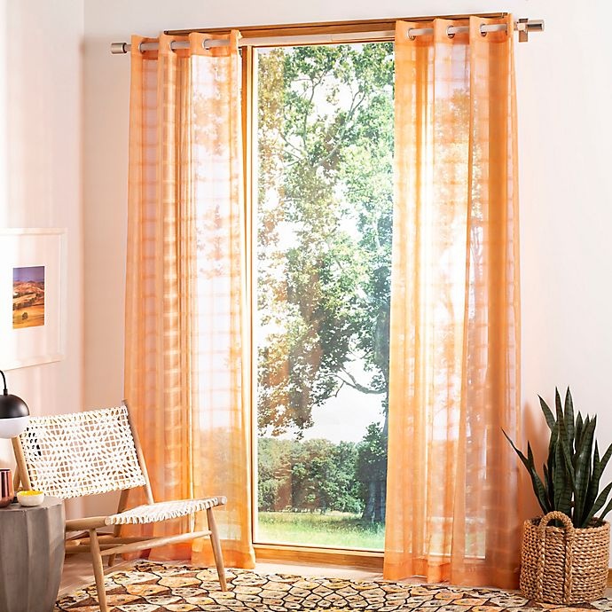 slide 1 of 3, Safavieh Dafni Sheer Window Curtain Panel - Light Orange, 96 in