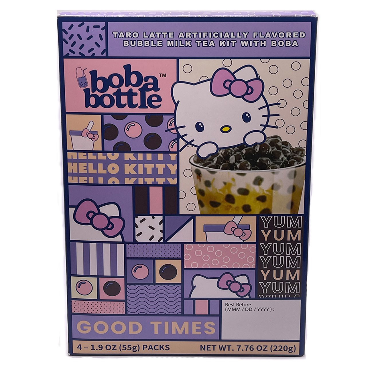 slide 1 of 1, A-Sha Hello Kitty Taro Latte Boba Milk Tea Packs, 4 ct