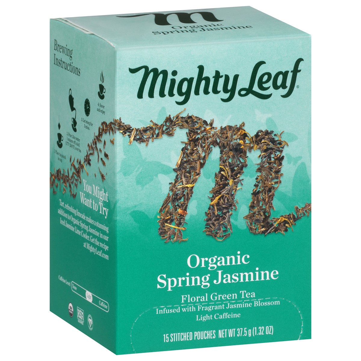 slide 6 of 9, Mighty Leaf Organic Spring Jasmine Floral Green Tea 15 Stitched Pouches - 15 ct, 15 ct