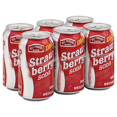 slide 1 of 1, Hill Country Fare Diet Strawberry Soda Cans, 6 ct; 12 oz