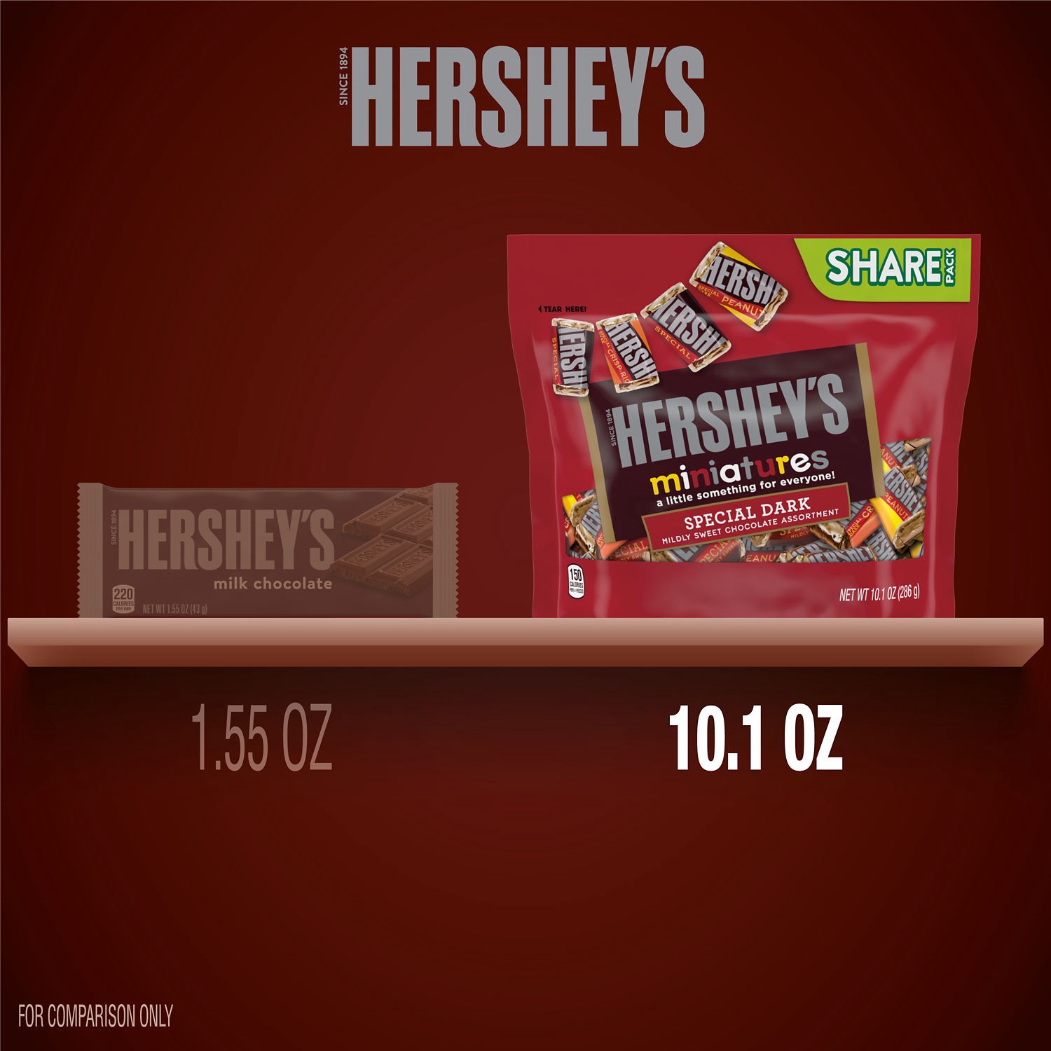 slide 7 of 8, HERSHEY'S SPECIAL DARK Miniatures Assorted Dark Chocolate Candy Bars, Individually Wrapped, 10.1 oz, Share Pack, 10.1 oz