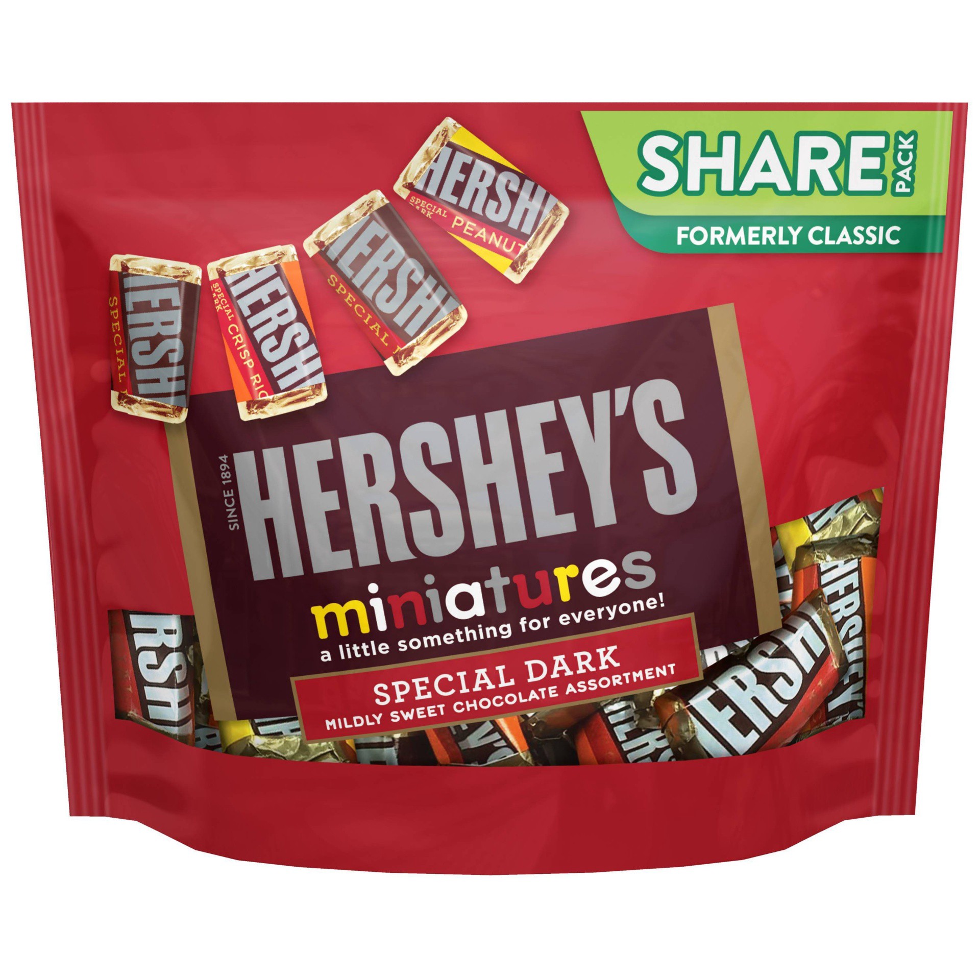 slide 1 of 8, HERSHEY'S SPECIAL DARK Miniatures Assorted Dark Chocolate Candy Bars, Individually Wrapped, 10.1 oz, Share Pack, 10.1 oz