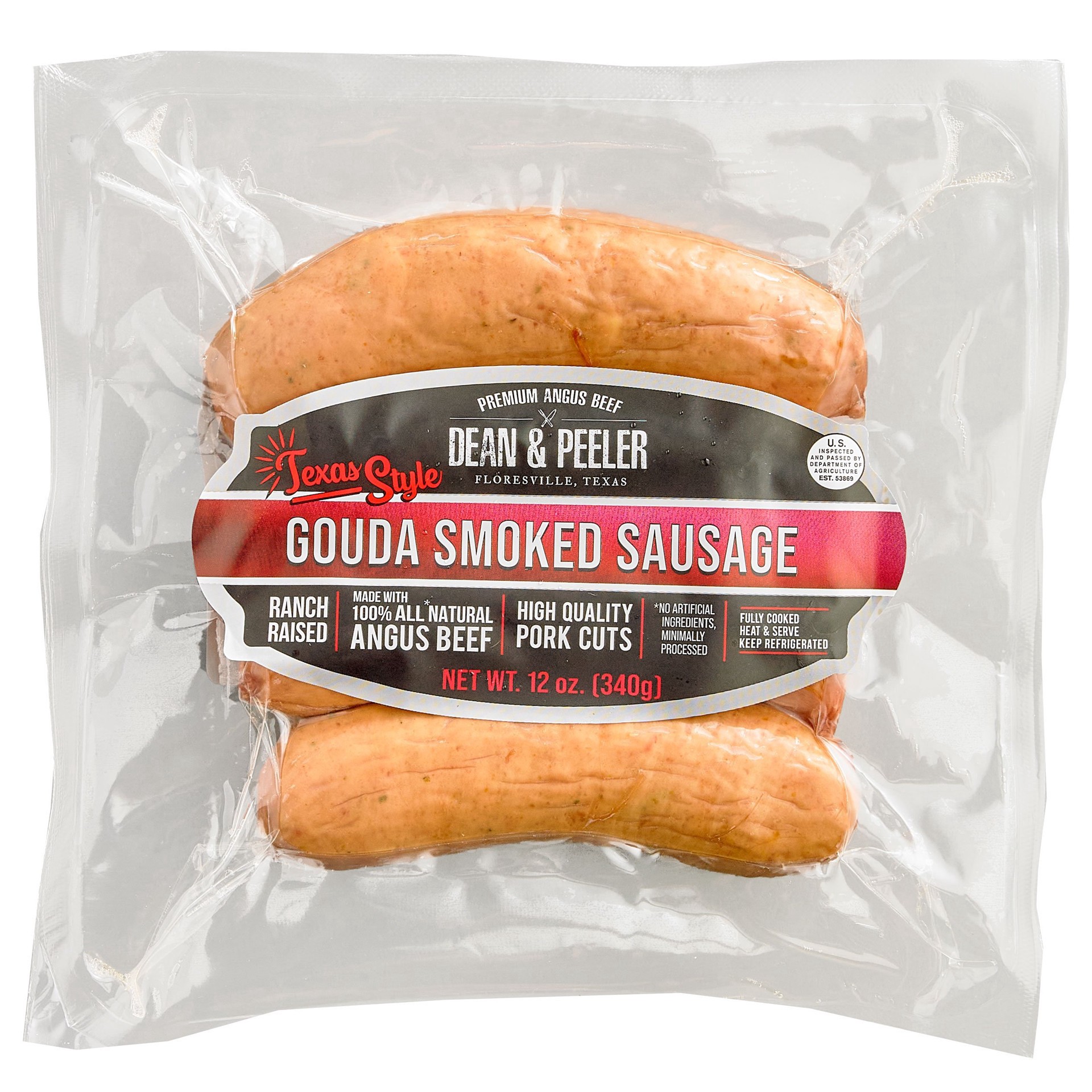 slide 1 of 1, Dean & Peeler Gouda Smoked Sausage, 12 oz