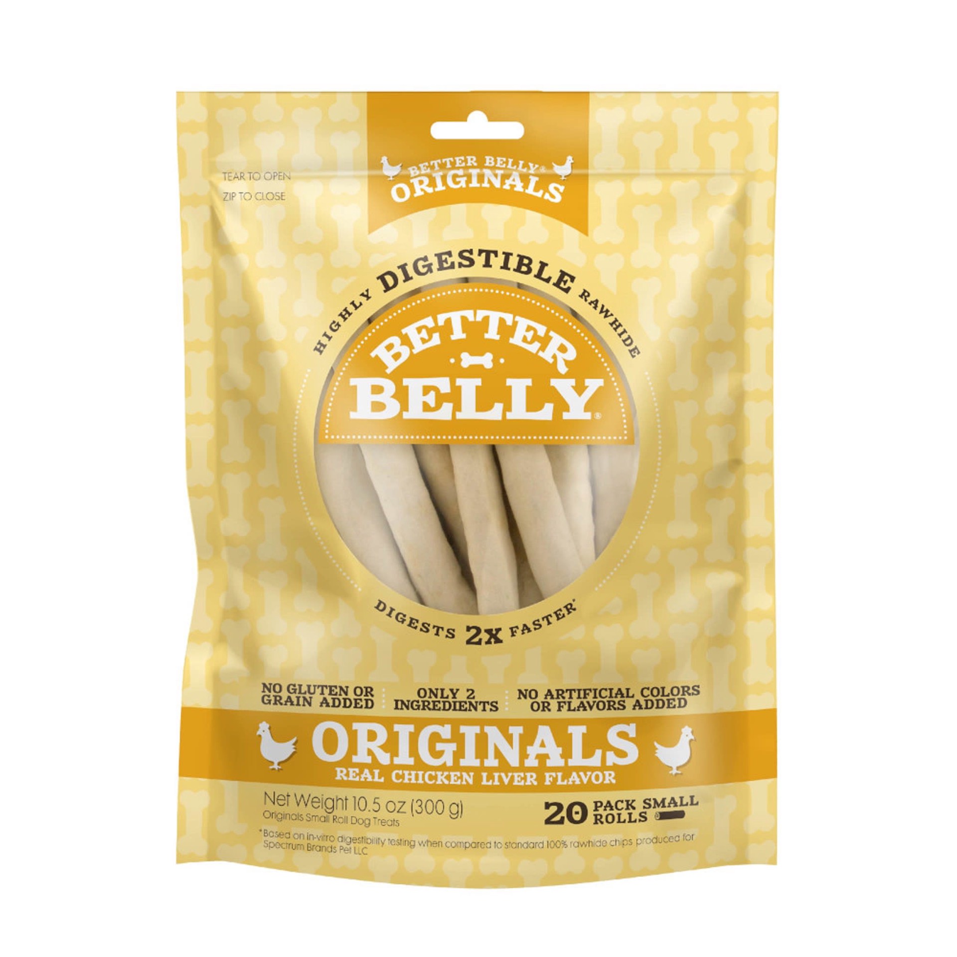 slide 1 of 1, Better Belly Chicken Rawhide Rolls Small Dog Chews, 10.5 oz