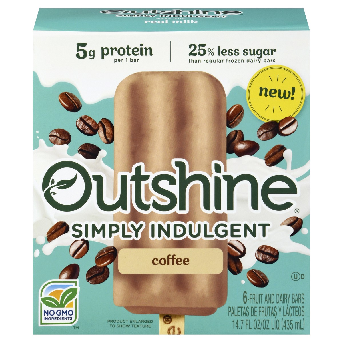 slide 1 of 14, Outshine Simply Indulgent Coffee Fruit and Dairy Bars 6 ea, 6 ct