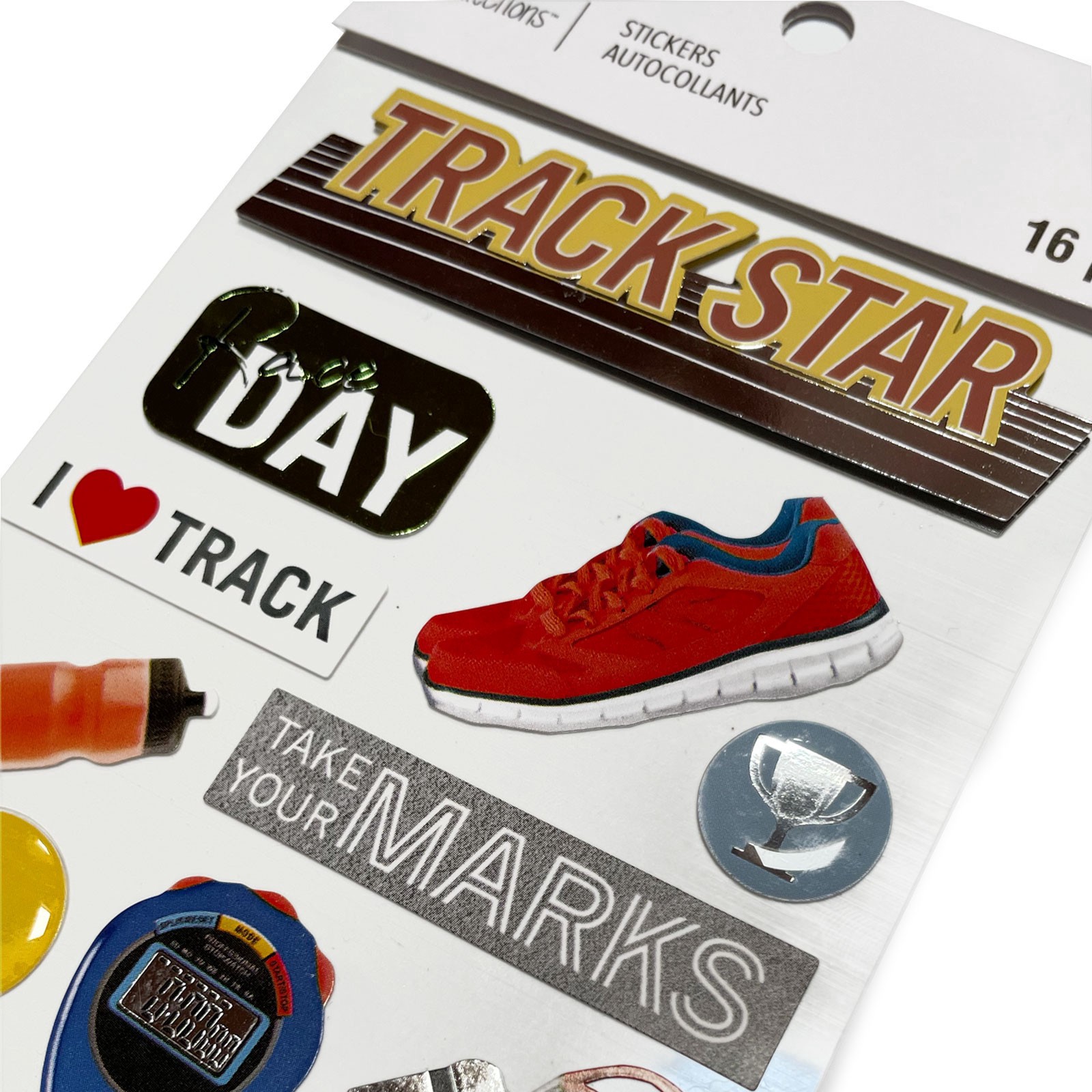 slide 2 of 5, Track Star Dimensional Stickers By Recollections, 3.875 in x 6.875 in