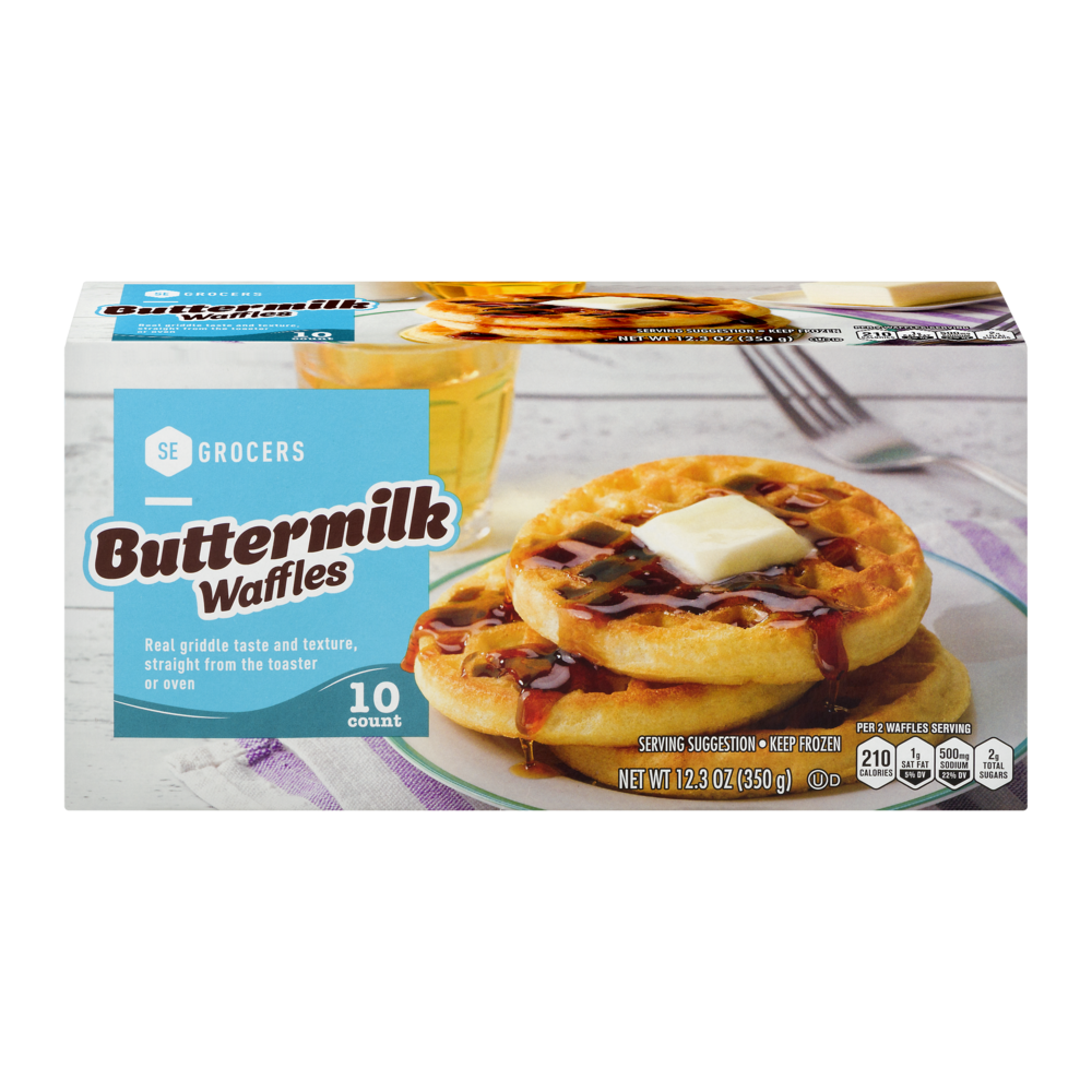 slide 1 of 1, SE Grocers Buttermilk Waffles, 10 ct; 12 oz