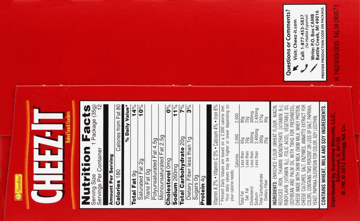 slide 7 of 7, Cheez-It Baked Snack Crackers 12 ea, 12 ct