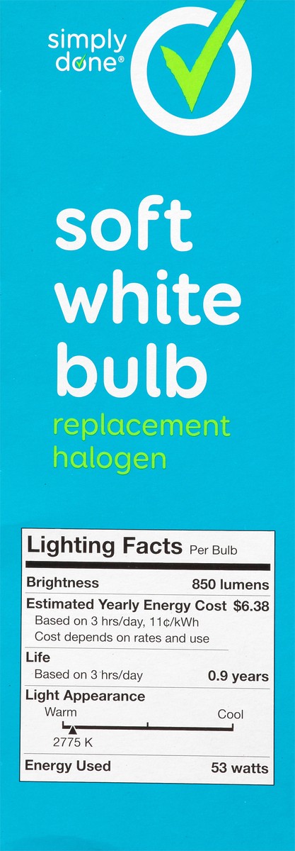 slide 13 of 13, Simply Done 75 Watts Soft White Halogen Replacement Light Bulbs 4 ea, 4 ct