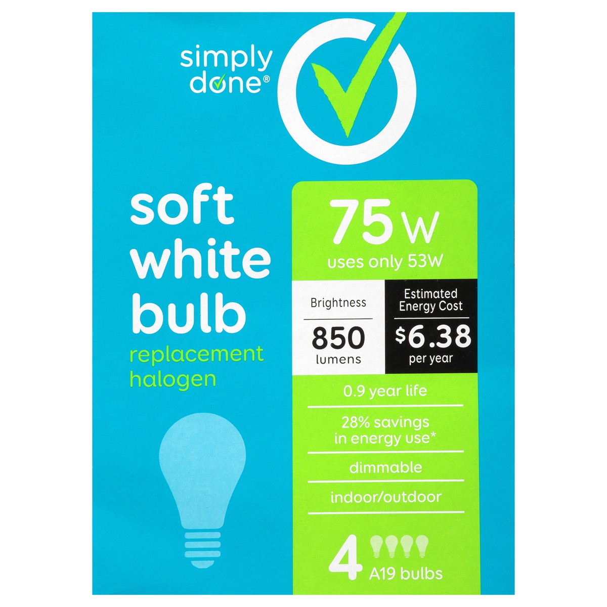 slide 10 of 13, Simply Done 75 Watts Soft White Halogen Replacement Light Bulbs 4 ea, 4 ct