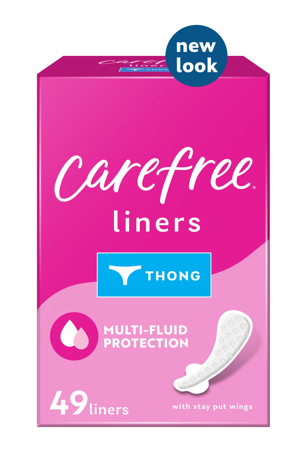 slide 7 of 7, Carefree Thong Panty Liners Unwrapped Unscented, 49 ct