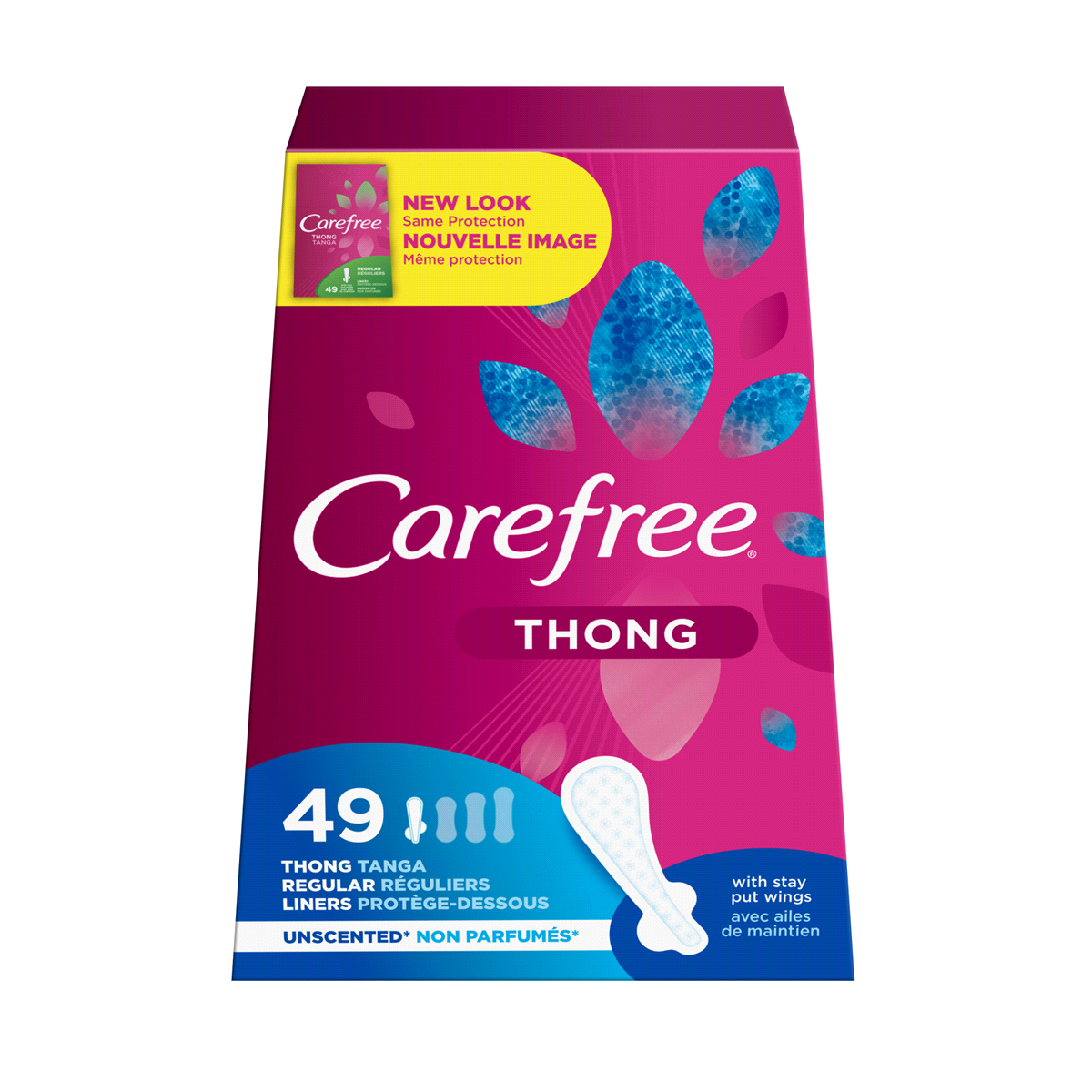 slide 1 of 3, Carefree Thong Pantiliners Unscented, 49 ct