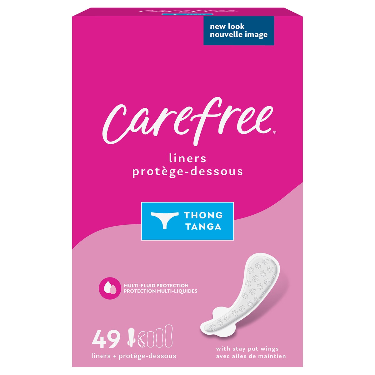 slide 1 of 7, Carefree Thong Panty Liners Unwrapped Unscented, 49 ct