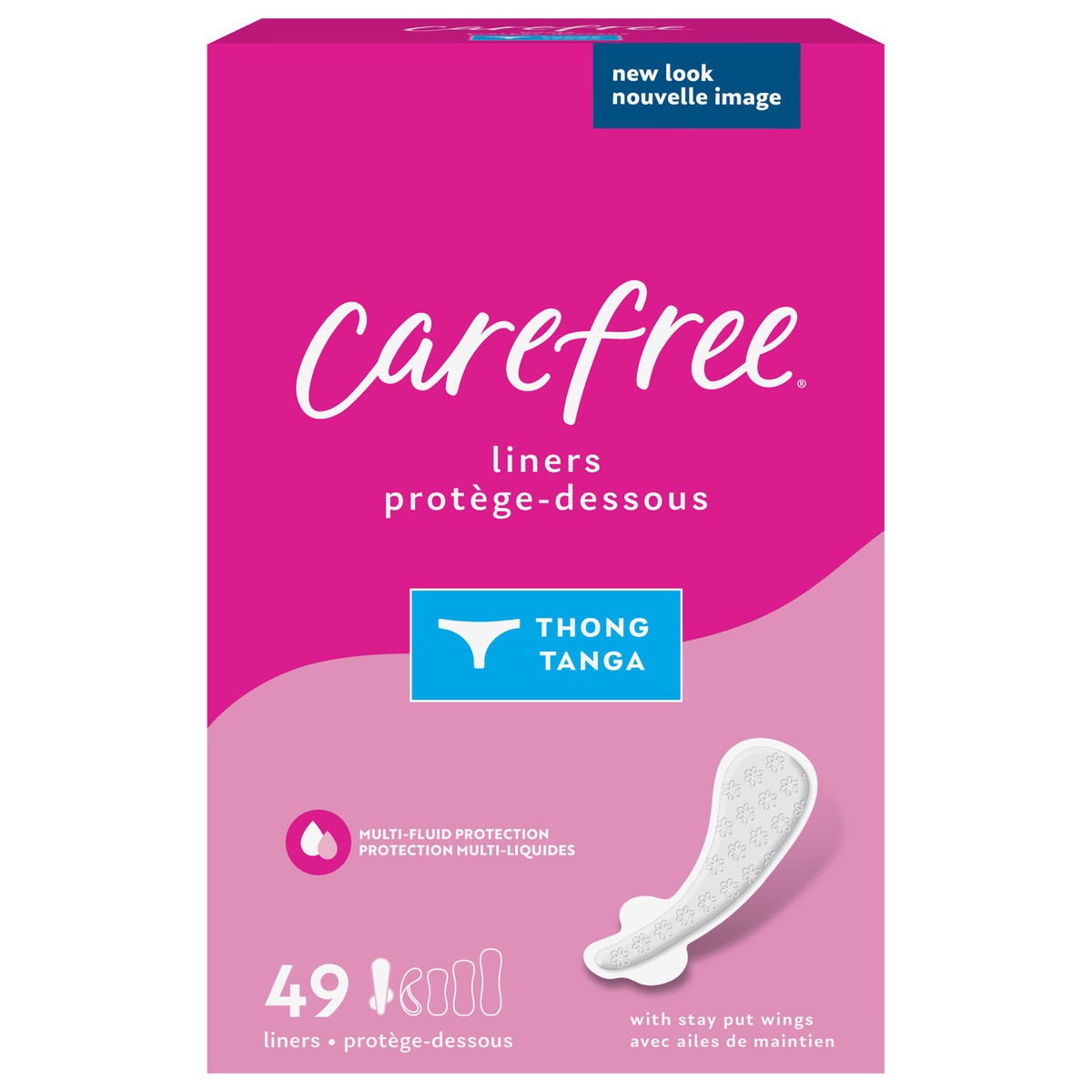 slide 1 of 7, Carefree Thong Panty Liners Unwrapped Unscented, 49 ct